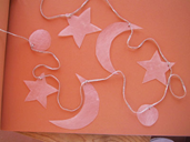 Stars and moons ornaments for the holiday tree.